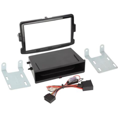 Facade autoradio 2DIN compatible avec Dacia Fiat Opel Renault ap12 Vide poche Induction Qi Noir brillant