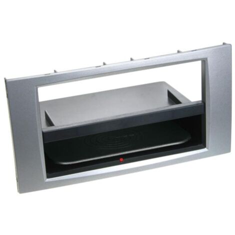 Facade autoradio 2DIN compatible avec Ford ap03 Avec vide poche Induction Qi Argent