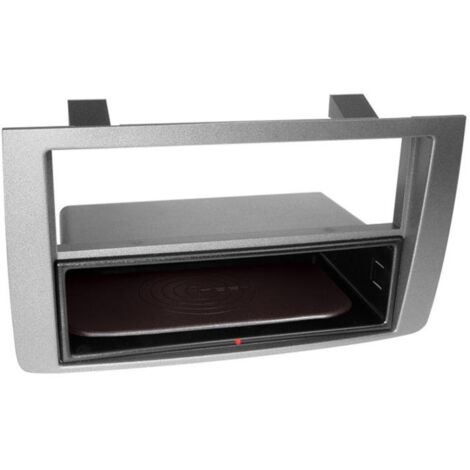 Facade autoradio 2DIN compatible avec Lancia Musa ap04 Avec vide poche Induction Qi Anthracite beige
