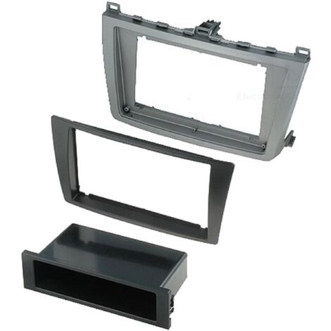 Facade autoradio 2Din compatible avec Mazda 6 08-12 avec vide-poche - noir et argent