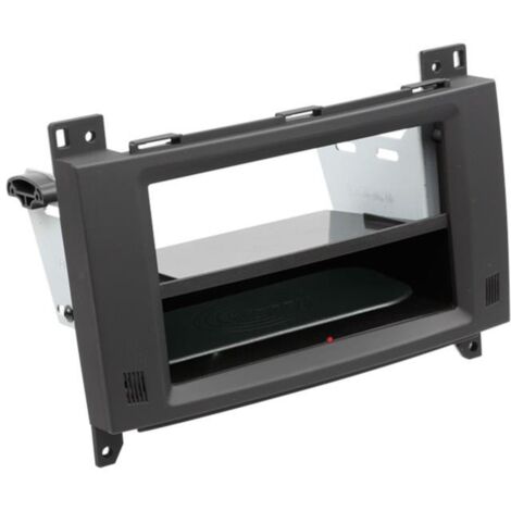 Facade autoradio 2DIN compatible avec Mercedes Classe A B ap04 Induction Qi Avec vide poche Noir Rubber touch