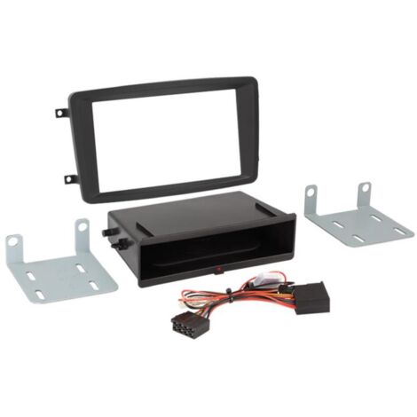 Facade autoradio 2DIN compatible avec Mercedes classe C CLK Vito Viano ap04 Avec Vide poche Induction Qi Noir
