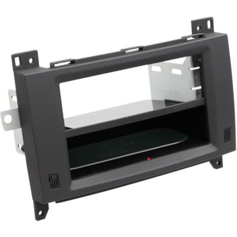 Facade autoradio 2DIN compatible avec Mercedes Viano Vito 06-14 Avec vide poche Induction Qi Noir Rubber touch