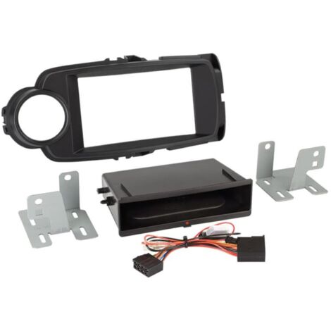 Facade autoradio 2DIN compatible avec Toyota Yaris ap14 Avec vide poche Induction Qi Noir