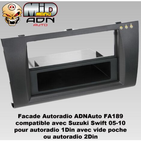 Facade Autoradio FA189 compatible avec Suzuki Swift 05-10 - 1Din avec vide poche