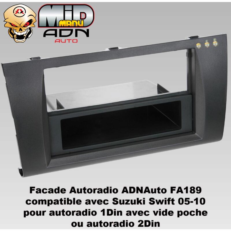 Facade Autoradio FA189 compatible avec Suzuki Swift 05-10 - 1Din avec vide poche