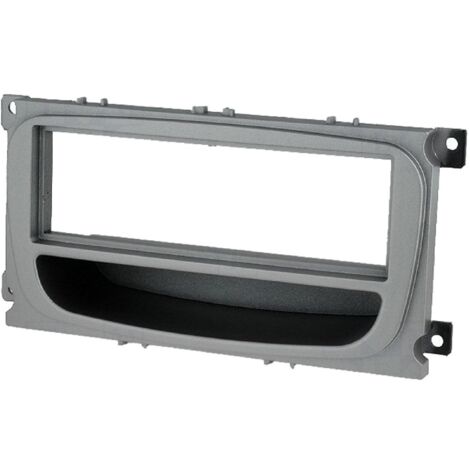 Facade Autoradio FA213C compatible avec Ford C-Max Focus Galaxy Mondeo S-Max ap07 - argent - avec vide-poche