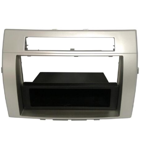 Facade Autoradio FA229C compatible avec Toyota Corolla verso 04-09 - Argent 1Din avec vide poche