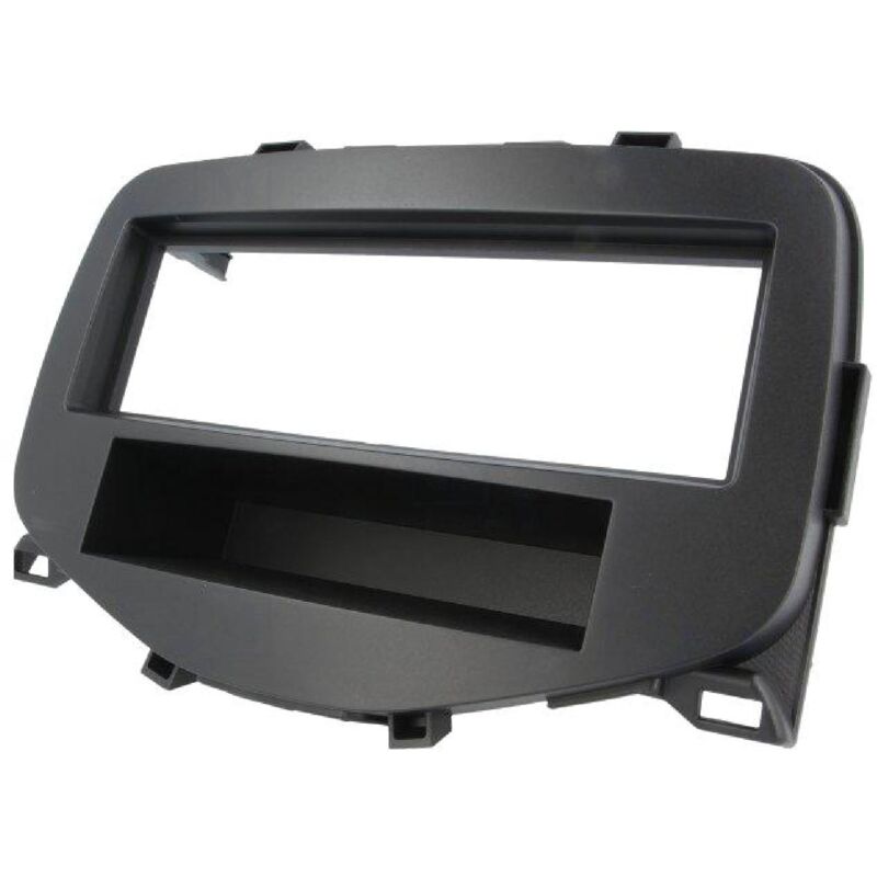 Facade autoradio FA336A compatible avec Citroen C1 Peugeot 108 Toyota Aygo - Noir - 1DIN avec vide-poche