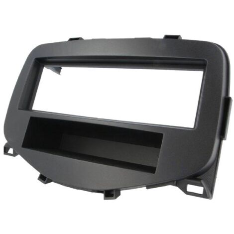 Facade autoradio FA336A compatible avec Citroen C1 Peugeot 108 Toyota Aygo - Noir - 1DIN avec vide-poche