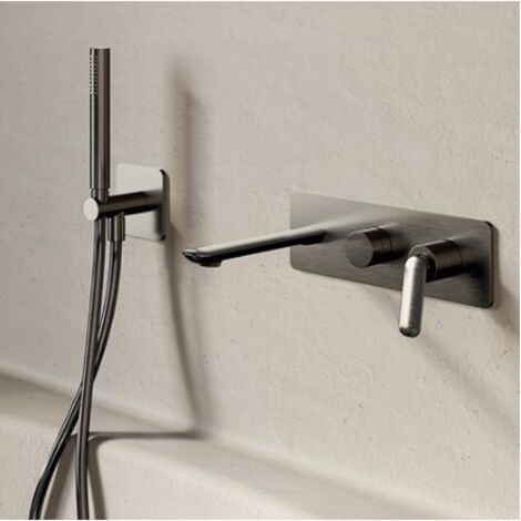 Façade bain/douche encastrée 2 sorties Chromé Noir Brossé - CRISTINA ONDYNA FL10275