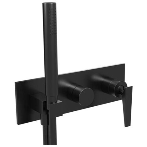 Facade bain douche mitigeur encastré 2 sorties Chromé Noir Brossé FRACTAL - CRISTINA ONDYNA FT60275