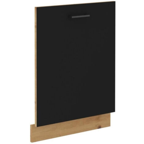 Façade lave-vaisselle 60 cm – Plinthe incluse – Dimensions 60 x 52 x 82 cm – Finition chêne artisan et noir mat – Élégance moderne