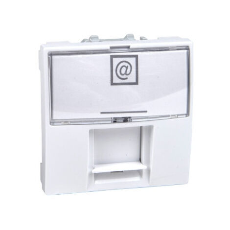 Façade de prise RJ45 blanche 2 modules à équiper de connecteur AMP ou KROME KEYSTON S-ONE (non inclus) série UNICA