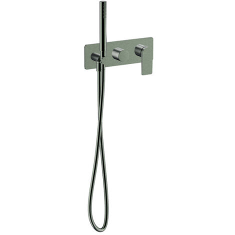 Façade douche/bain douche 2 sorties chrome noir brosse - CRISTINA ONDYNA BA60275