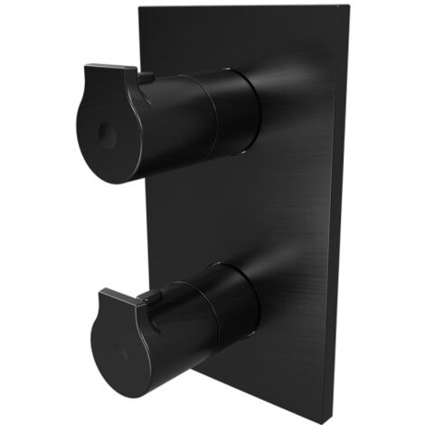 Facade Douche Omega 2 Sorties Chromé Noir Brossé - CRISTINA ONDYNA OG75275