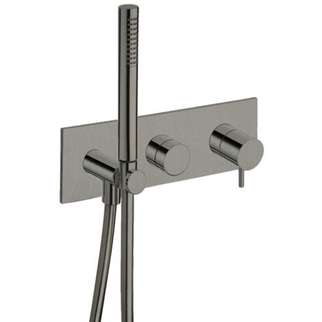 Façade douche thermostatique 2 sorties chrome noir brosse - CRISTINA ONDYNA TV70275
