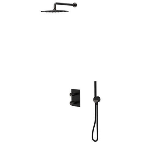 Façade douche thermostatique 2 sorties chromé noir brossé PVD Piega - CRISTINA ONDYNA PA75275I