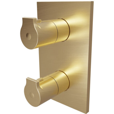 Facade douche thermostatique 2 sorties Or Brossé Omega - CRISTINA ONDYNA OG75296P