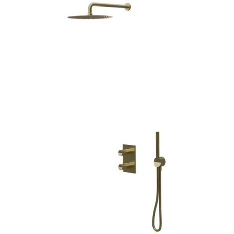 Façade douche thermostatique 2 sorties or brossé PVD Piega - CRISTINA ONDYNA PA75296I