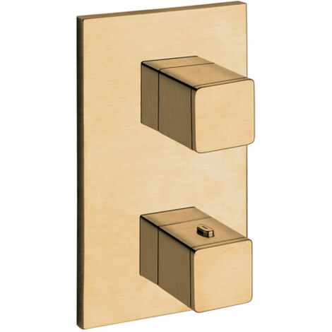 Façade douche thermostatique 2 sorties Or Brossé QUADRI - CRISTINA ONDYNA XQ85296P