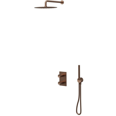Façade douche thermostatique 2 sorties or rose brossé PVD Piega - CRISTINA ONDYNA PA75234I