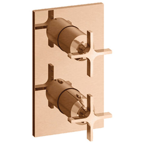Façade douche thermostatique encastré 2 sorties Or Rose Brossé Cross Road - CRISTINA ONDYNA XR75234P