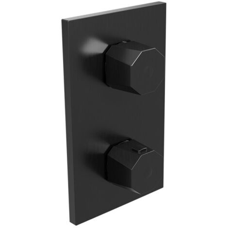 Façade douche thermostatique encastrée 2 sorties Chromé Noir Brossé Fractal - CRISTINA ONDYNA FT75275