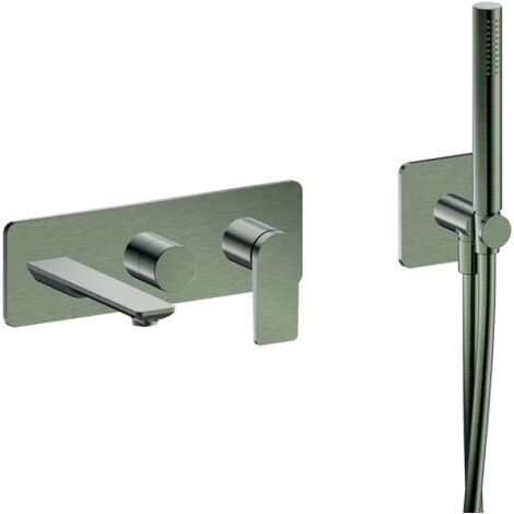 Façade encastrée bain douche 2 sorties chrome noir brosse - CRISTINA ONDYNA BA10275