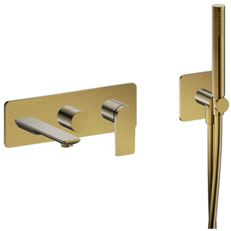 Façade encastrée bain douche 2 sorties or brosse - CRISTINA ONDYNA BA10296P