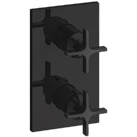 Facade Externe Cross Road Laiton 2 Sorties bain douche Blackmat - CRISTINA ONDYNA XR75213
