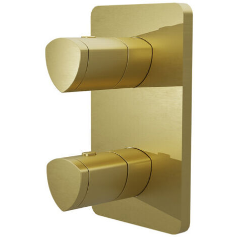 Facade Externe Profilo Laiton Thermostatique 2 Sorties Or Brosse - CRISTINA ONDYNA XF75296P