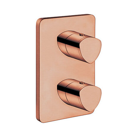 Facade Externe Profilo Laiton Thermostatique 2 Sorties Or Rose Brosse - CRISTINA ONDYNA XF75234P