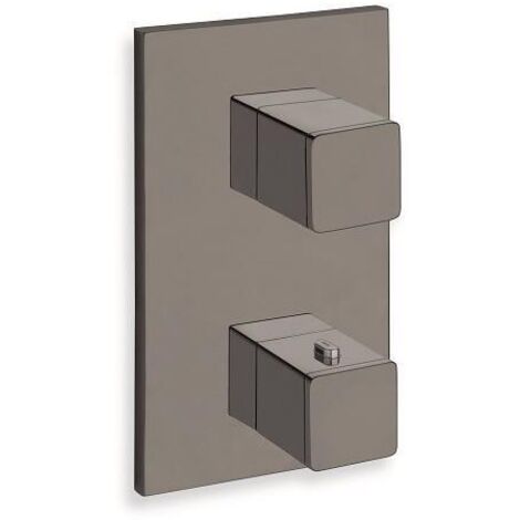 FACADE EXTERNE QUADRI LAITON THERMOSTATIQUE 2 SORTIES CHROME NOIR BR - CRISTINA ONDYNA XQ85272