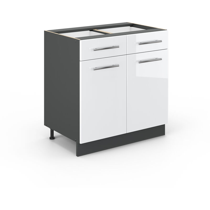 Meuble cuisine Fame-Line, Blanc Haute brillance, 80 cm sans plan de travail Vicco