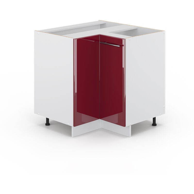Meuble d'angle Fame-Line, Rouge bordeaux Haute brillance, 80.5 cm sans plan de travail Vicco