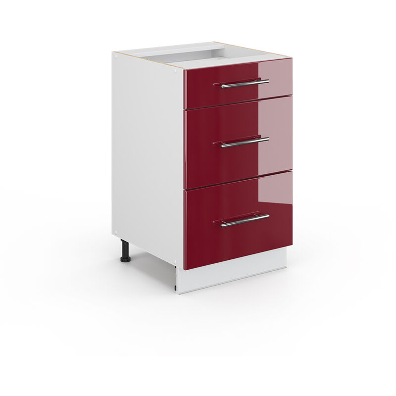 Meuble cuisine Fame-Line, Rouge bordeaux Haute brillance, 50 cm sans plan de travail Vicco