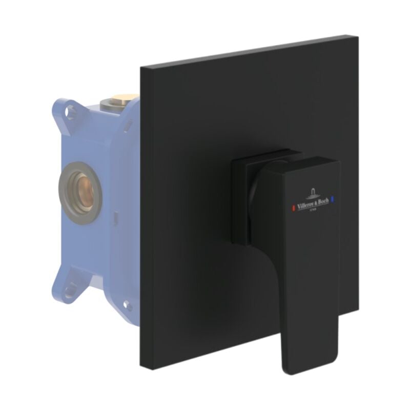 Façade mécanique villeroy et boch Architectura Square Noir mat + corps encastré