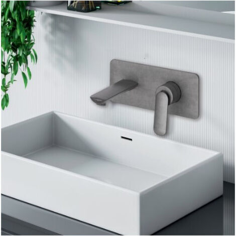Façade mitigeur lavabo encastré avec bec de 225 mm Métal Brossé - CRISTINA ONDYNA FL25877