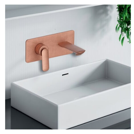 Façade mitigeur lavabo encastré avec bec de 225 mm Or Rose Brossé - CRISTINA ONDYNA FL25834P