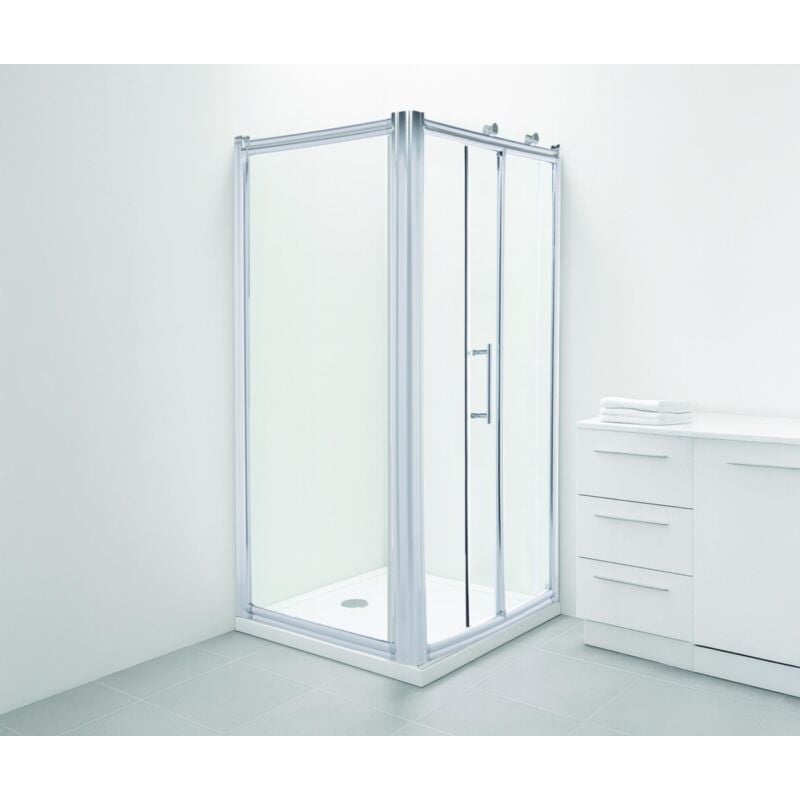 Ondee - Façade platina - Retour fixe - Finition Chromé - 80x190cm