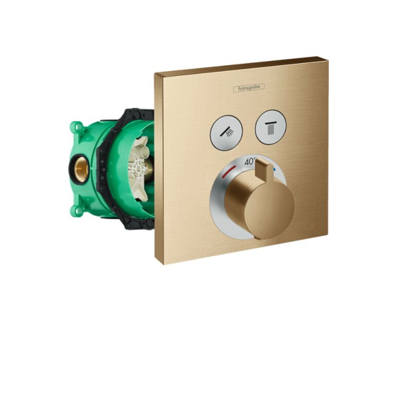 Hansgrohe - Façade pour mitigeur thermostatique encastré ShowerSelect avec 2 fonctions bronze brossé et corps encastré iBox