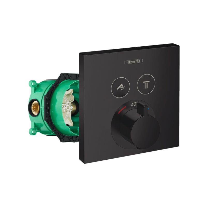 Hansgrohe - Façade pour mitigeur thermostatique encastré ShowerSelect avec 2 fonctions noir mat et corps encastré iBox