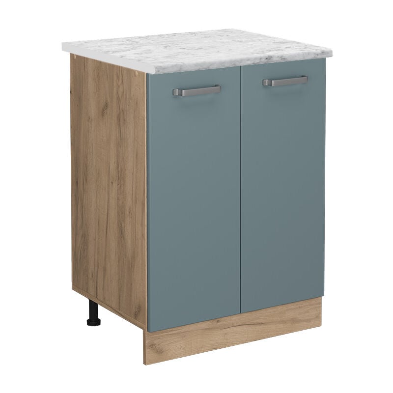 Vicco - Meuble bas de cuisine R-Line, Bleu-gris, 60 cm pt Marbre