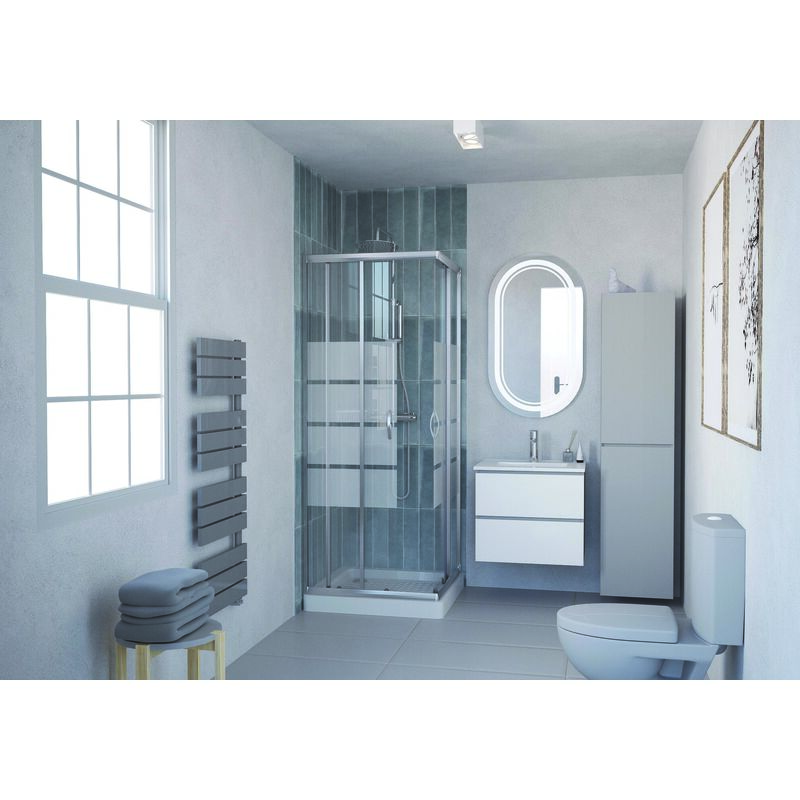 Ondee - Façade shiva - Accès d'angle - Finition Chromé - 90x190cm