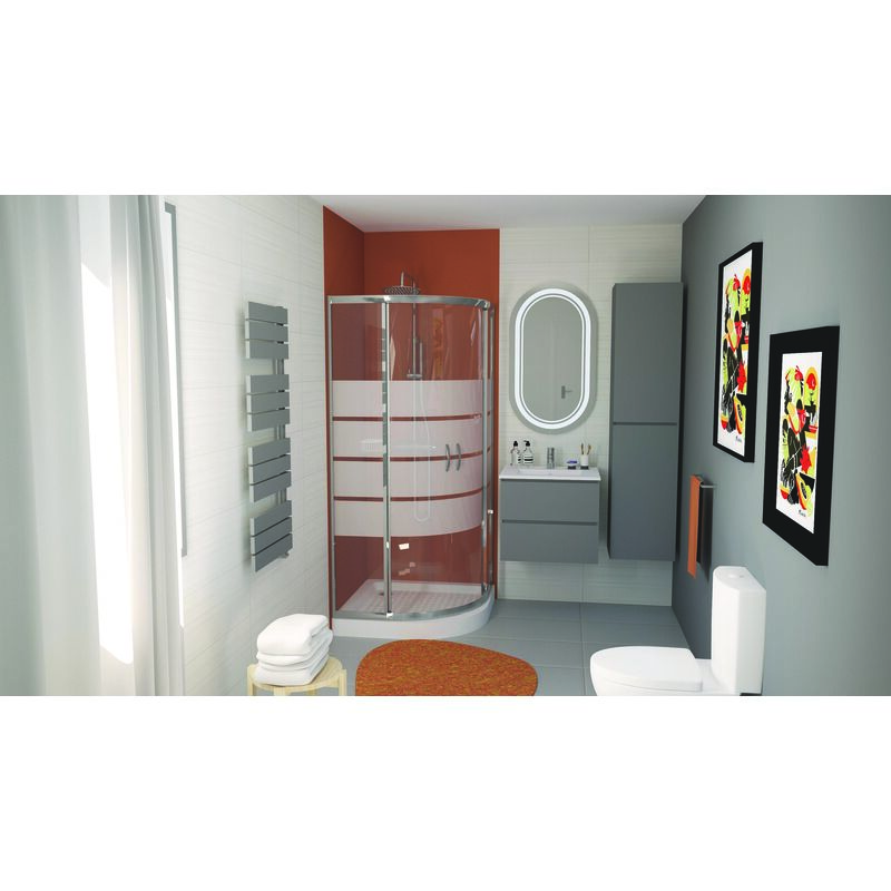 Ondee - Façade shiva - Coulissante 1/4 Cercle - Finition Chromé - 90x190cm