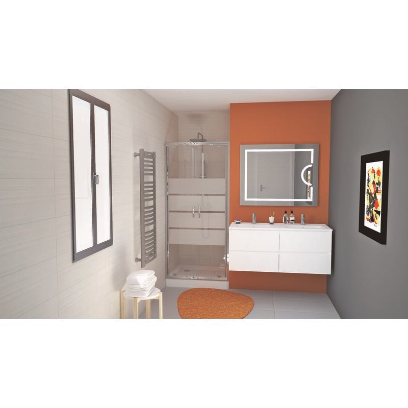 Ondee - Façade shiva - Porte Battante - Finition Chromé - 90x190cm