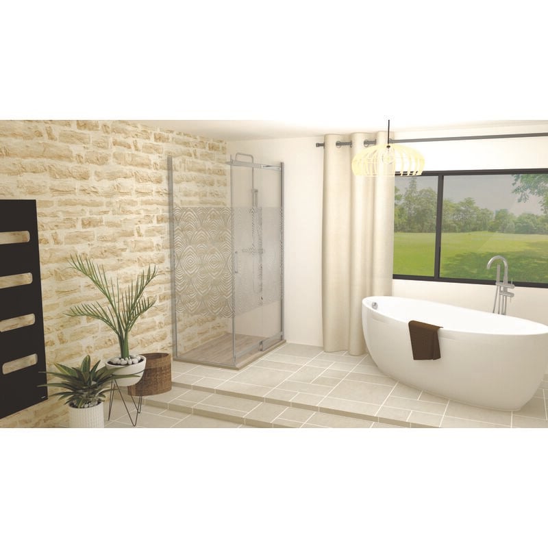 Ondee - Façade uimi - Retour Fixe - Finition Chromé - 90x210cm