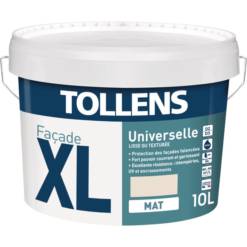 Peinture Façade xl Universelle Tollens Excellent pouvoir couvrant et garnissant - Mat - Ton Pierre - 10L