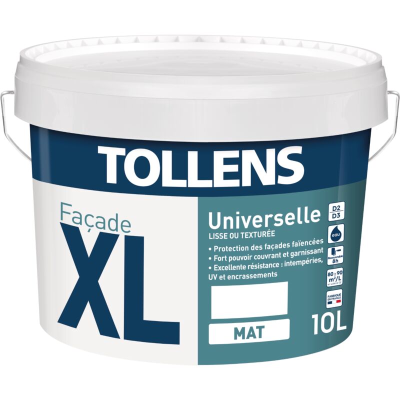 Peinture Façade xl Universelle Tollens Excellent pouvoir couvrant et garnissant - Mat - Blanc - 10L